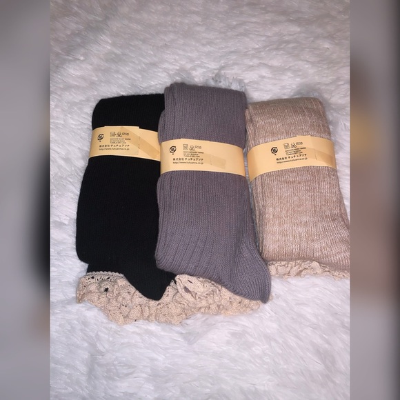 Tutu Anna Boot Socks with Crochet Lace Black Gray - Picture 2 of 5